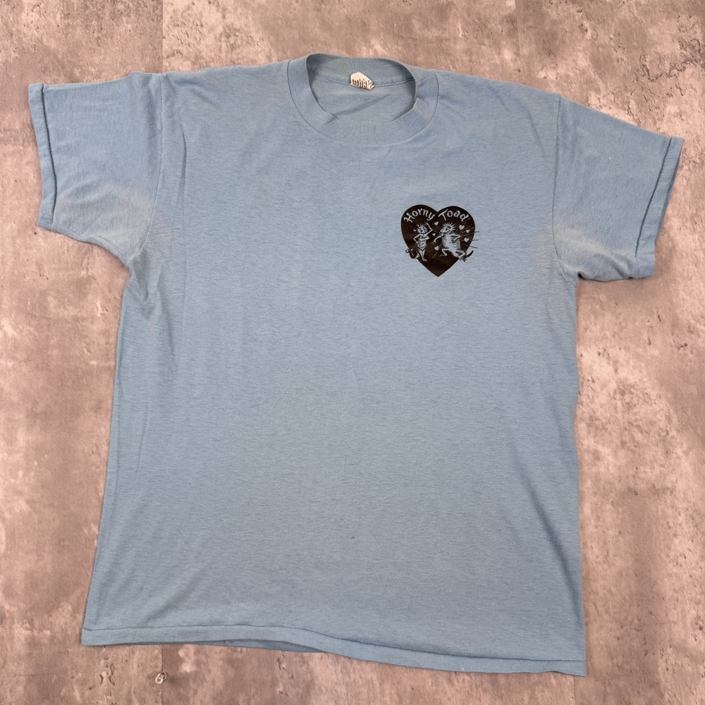 Vintage The Horny Toad T-Shirt Mens Large Blue Arizona Funny Thin Frog 80s‎